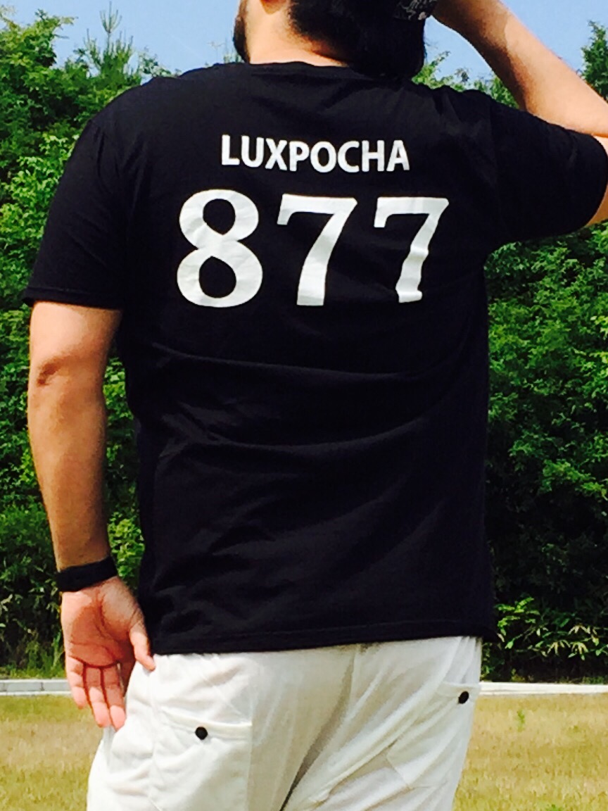 LUXPOCHA877 4XLサイズ バックプリント VネックＴシャツ ブラック